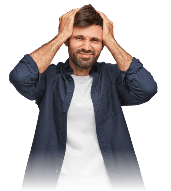 Man frustrated hair