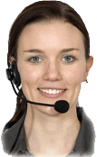 Smiling customer service agent wearing a telephone headset