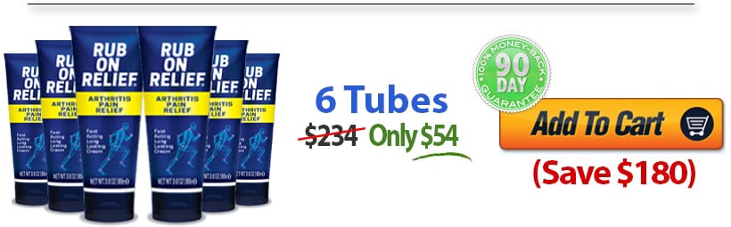 Rub On Relief&reg; &mdash; 6 Tubes. $234 Only $54 (Save $180). 90-Day 100% Money-Back Guarantee. Add To Cart.