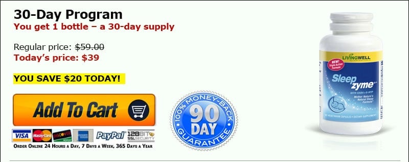 30-Day Program - You get 1 bottle, a 30-day supply. Regular price $59.00, today's price $39. You save $20 today. Add To Cart. 90 day money-back guarantee.